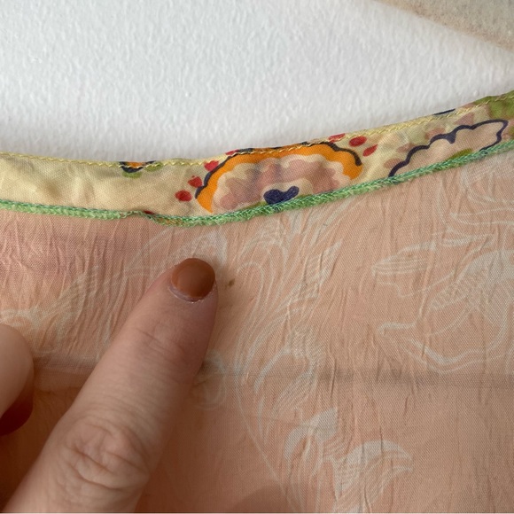 Johnny Was Peach Button-Up Tie Blouse - Picture 3 of 9